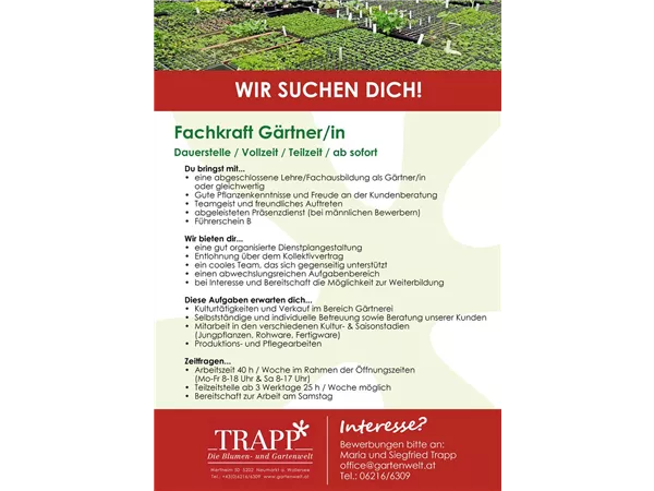 Fachkraft Gärtner/in
