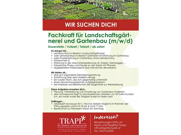Landschaftsgärtner, Garten- und Grünflächengestalter (m/w/d)